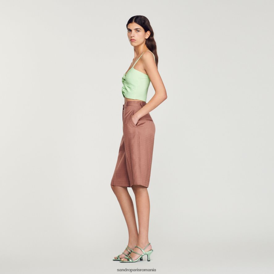 crop top legat femei verde deschis Sandro Paris îmbrăcăminte X8Z4NH413