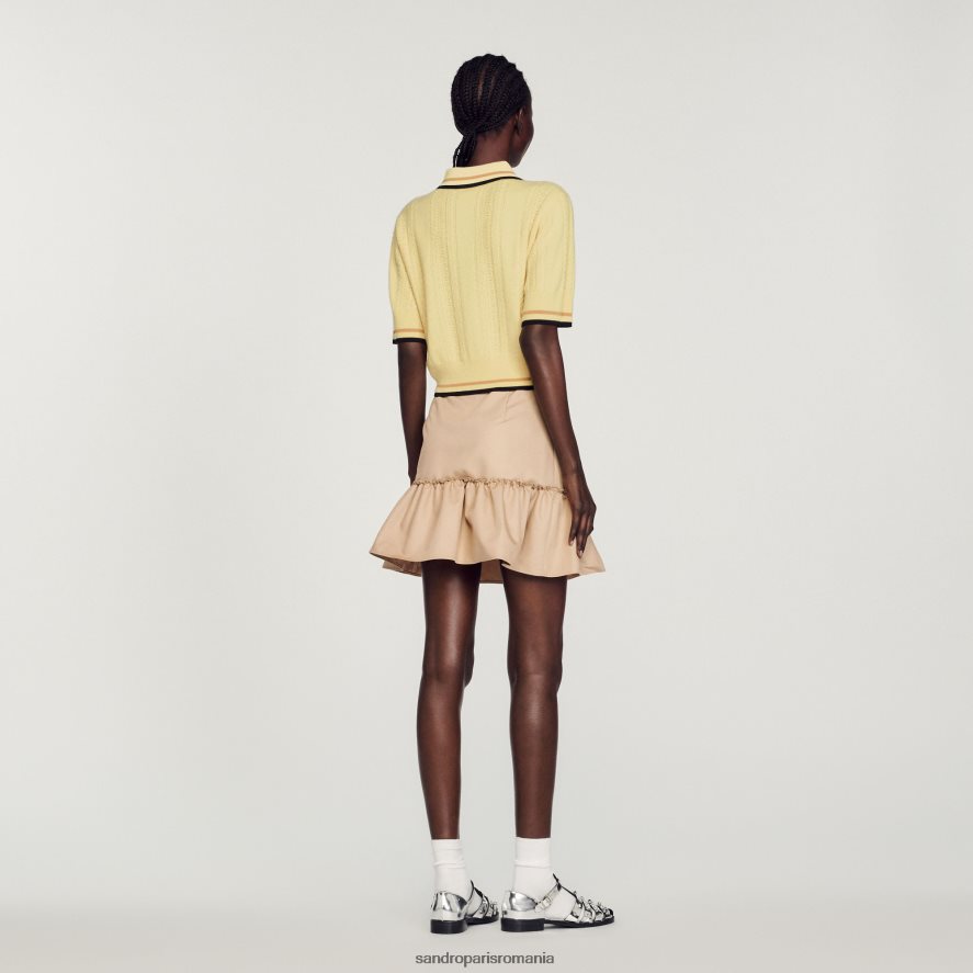 pulover polo tricotat femei lumină galbenă Sandro Paris îmbrăcăminte X8Z4NH424