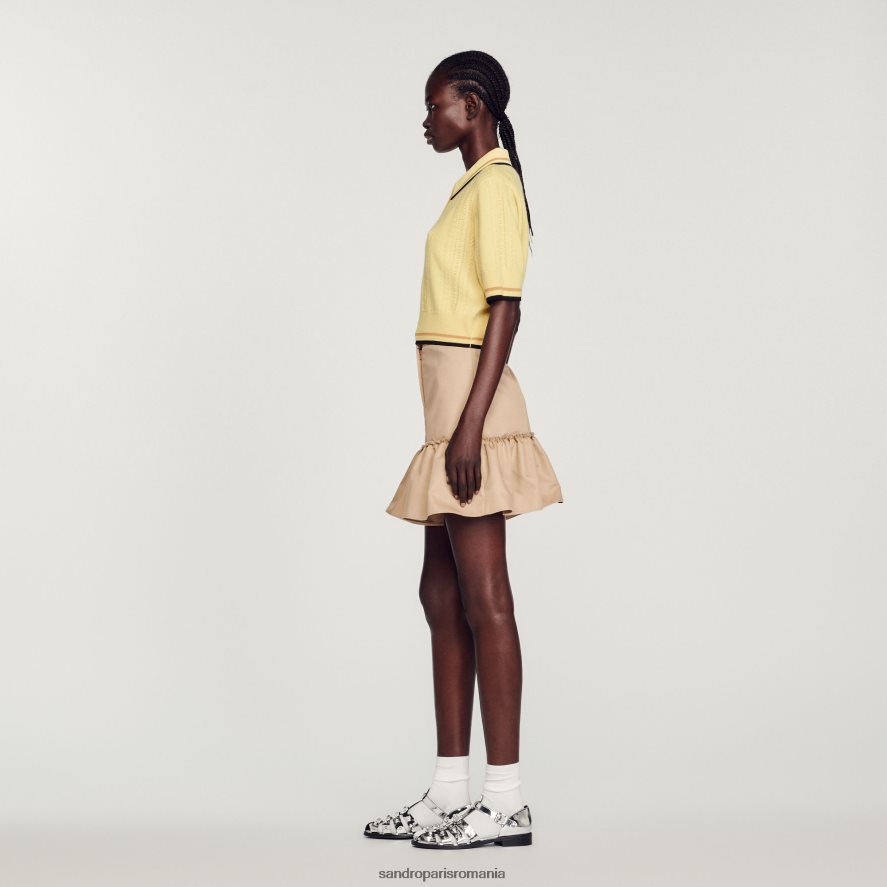 pulover polo tricotat femei lumină galbenă Sandro Paris îmbrăcăminte X8Z4NH424