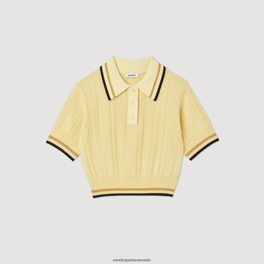 pulover polo tricotat femei lumină galbenă Sandro Paris îmbrăcăminte X8Z4NH424