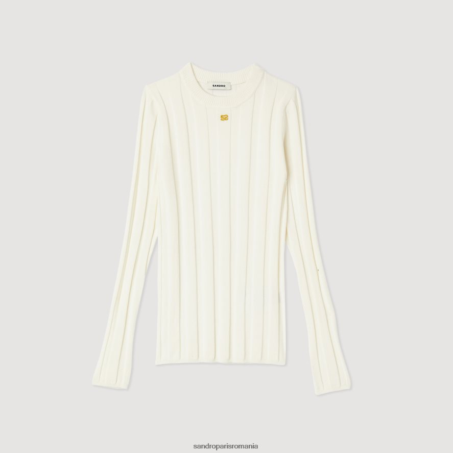 pulover tricotat femei ecru Sandro Paris îmbrăcăminte X8Z4NH360