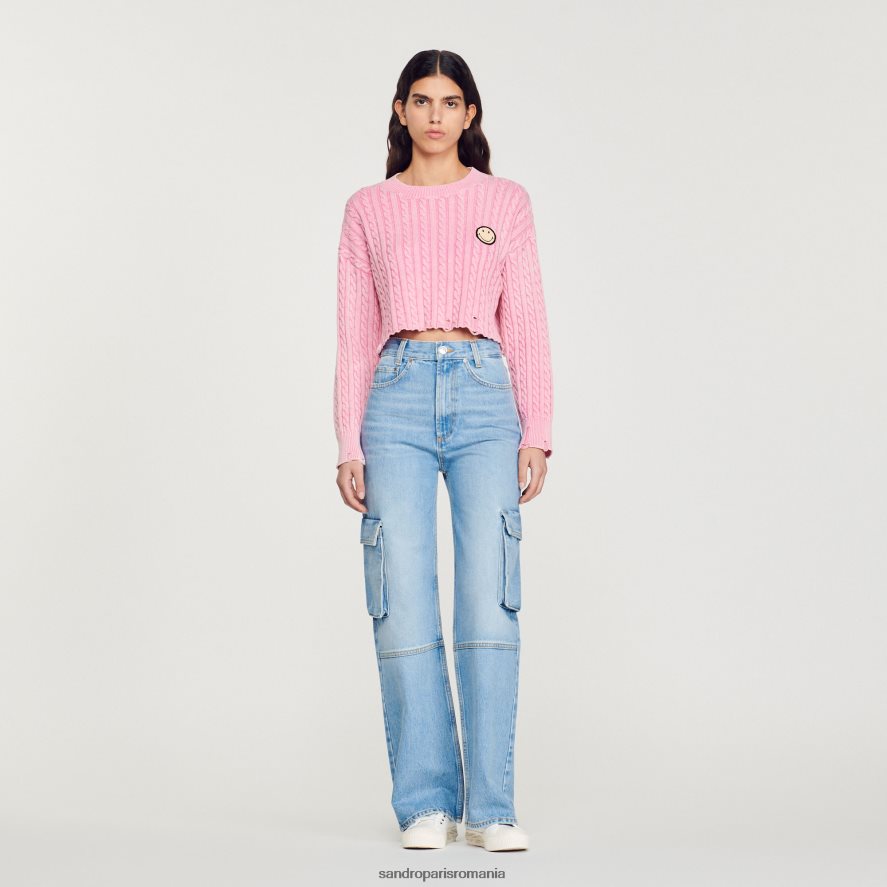 pulover zâmbitor tăiat femei roz Sandro Paris îmbrăcăminte X8Z4NH389
