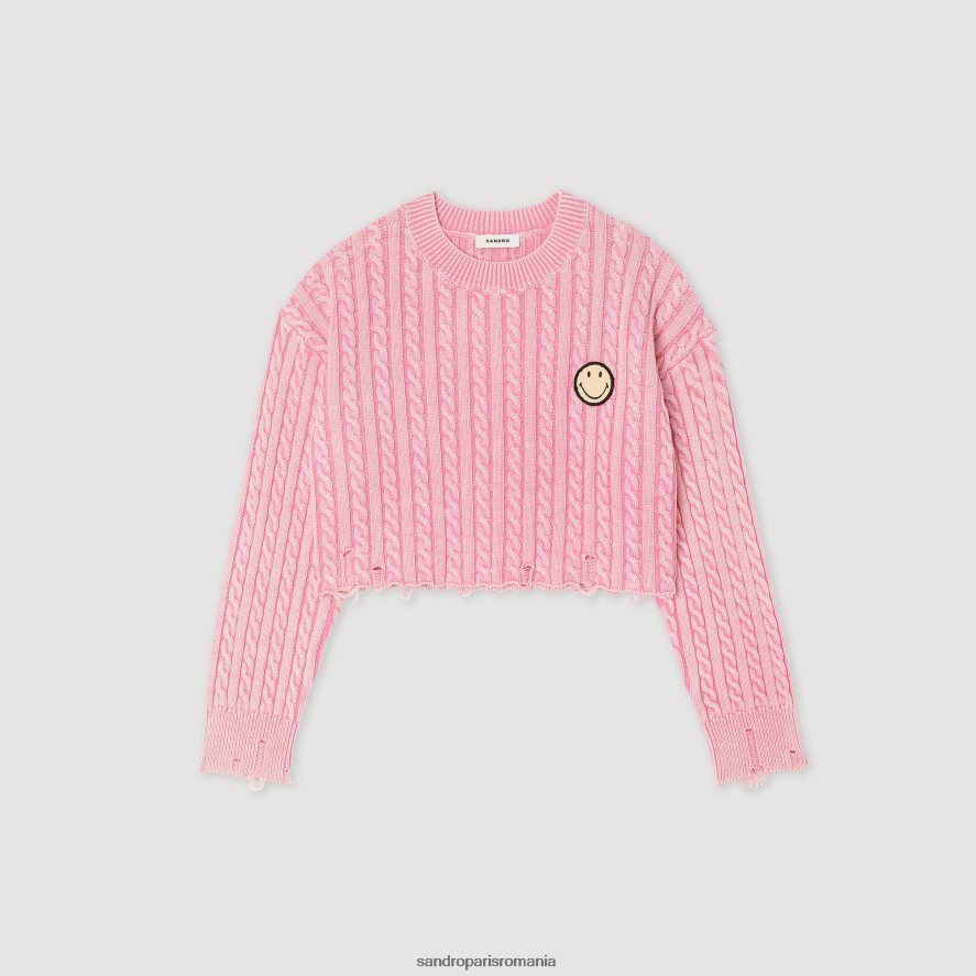 pulover zâmbitor tăiat femei roz Sandro Paris îmbrăcăminte X8Z4NH389