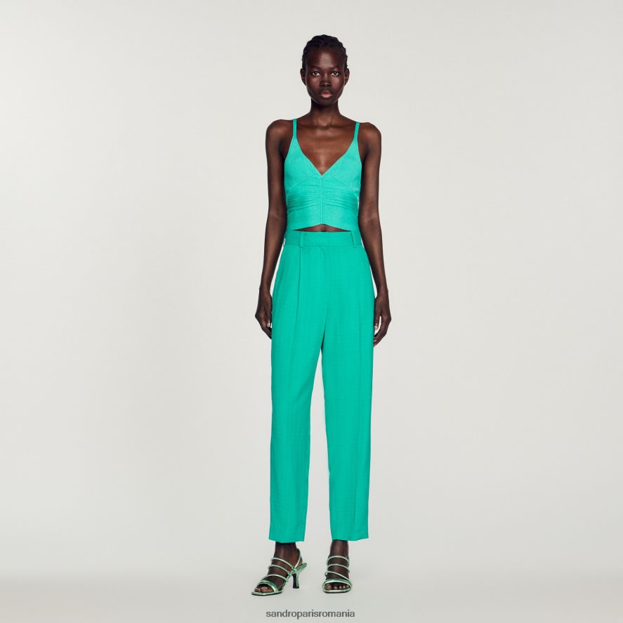 rezervor plisat femei emeuraude verde Sandro Paris îmbrăcăminte X8Z4NH404