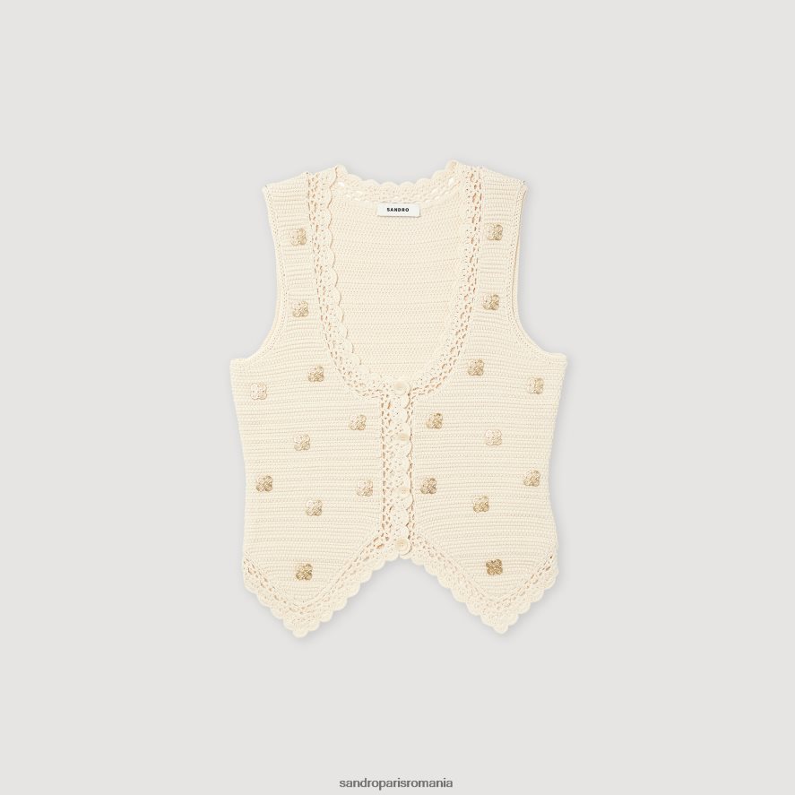 top croșetat femei ecru Sandro Paris îmbrăcăminte X8Z4NH132