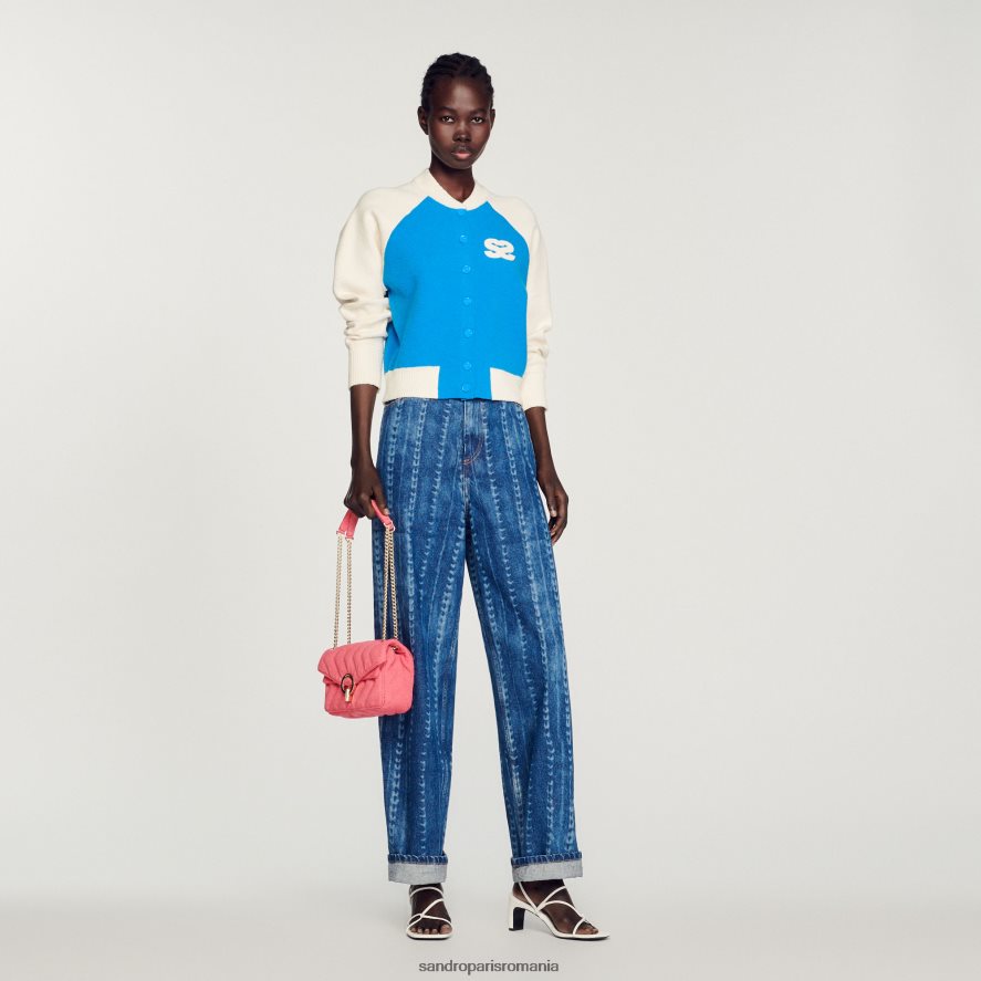 varsity coatigan femei albastru Sandro Paris îmbrăcăminte X8Z4NH293