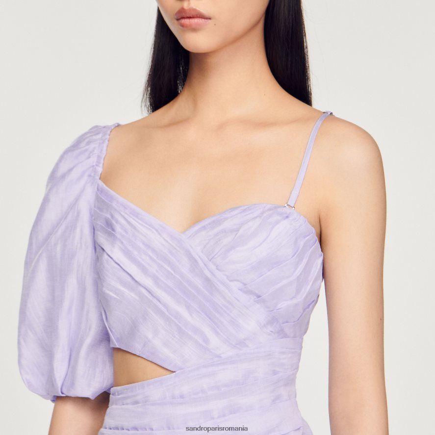 rochie asimetrică drapată femei liliac Sandro Paris îmbrăcăminte X8Z4NH416