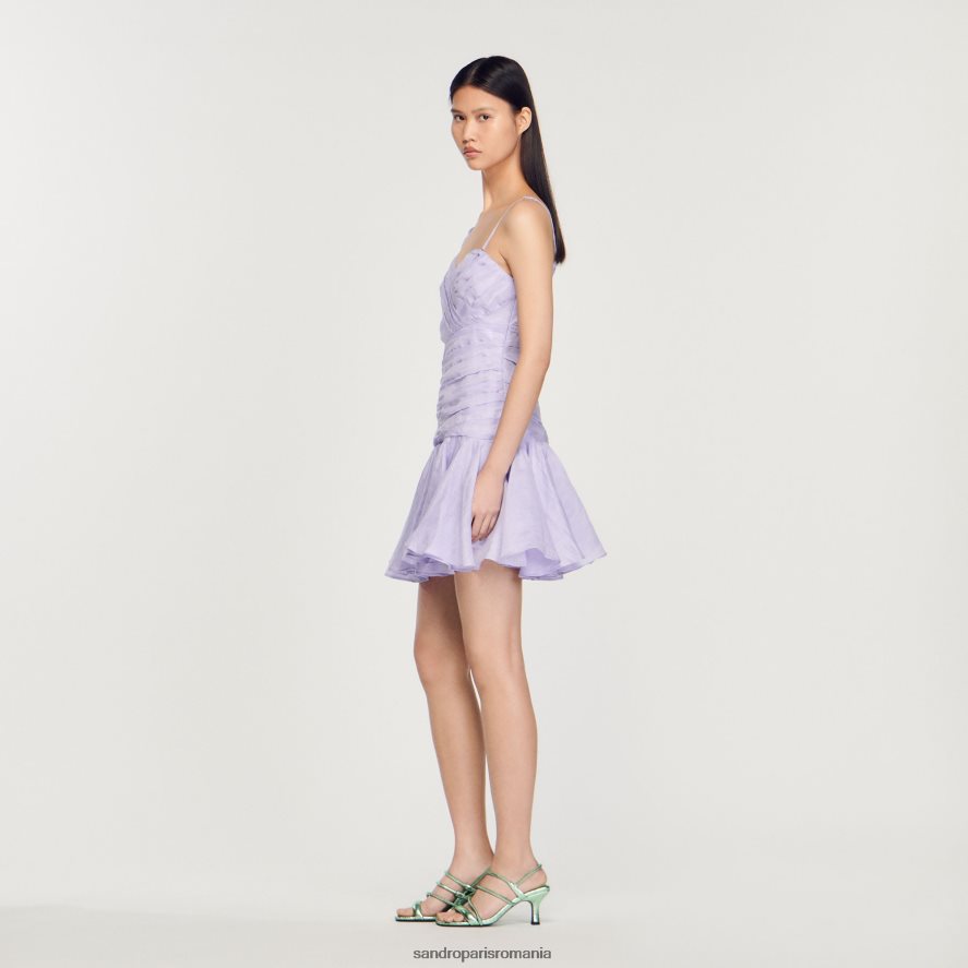 rochie asimetrică drapată femei liliac Sandro Paris îmbrăcăminte X8Z4NH416