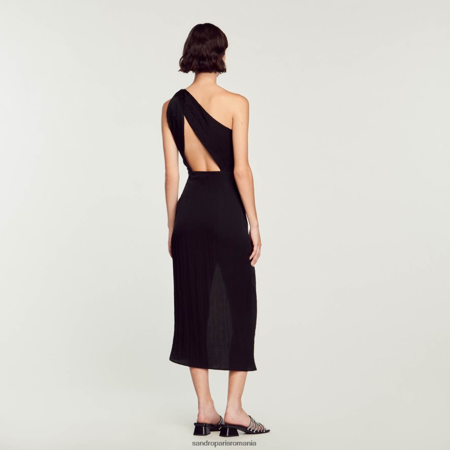 rochie asimetrică femei negru Sandro Paris îmbrăcăminte X8Z4NH57