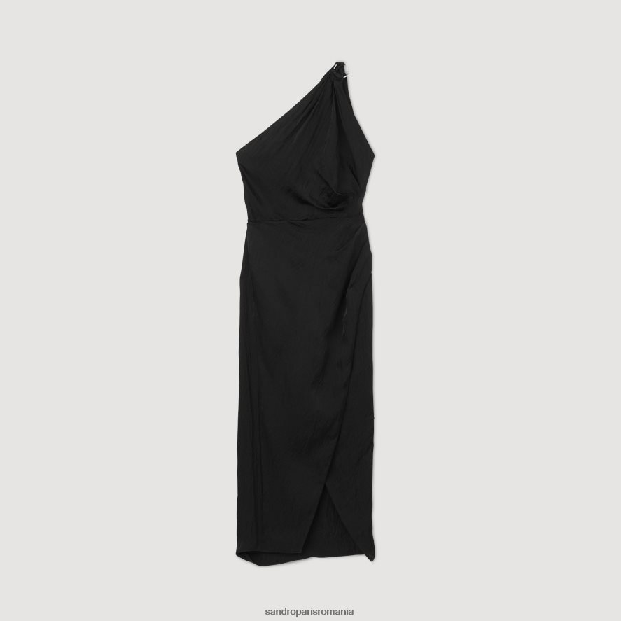rochie asimetrică femei negru Sandro Paris îmbrăcăminte X8Z4NH57