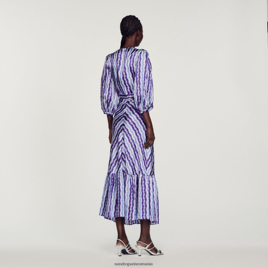 rochie cu flori răsucite femei violet/albastru Sandro Paris îmbrăcăminte X8Z4NH393