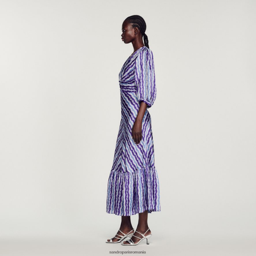 rochie cu flori răsucite femei violet/albastru Sandro Paris îmbrăcăminte X8Z4NH393