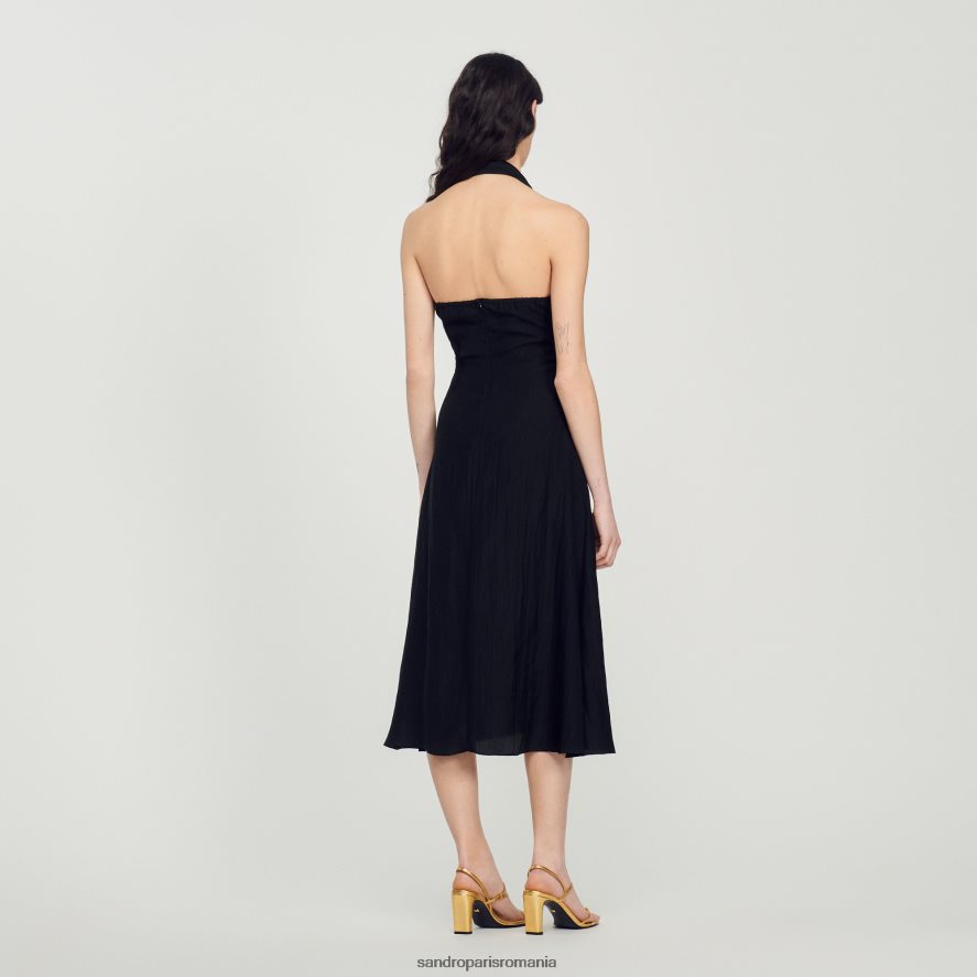rochie legată fără spate femei negru Sandro Paris îmbrăcăminte X8Z4NH206