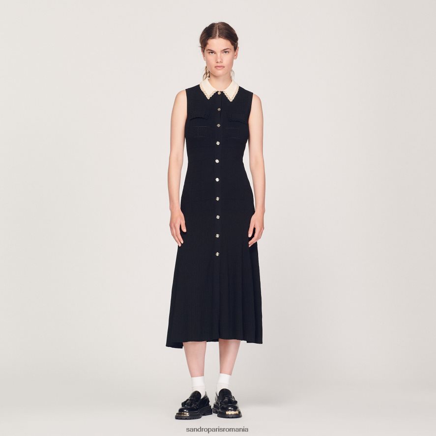 rochie lungă fără mâneci femei negru Sandro Paris îmbrăcăminte X8Z4NH229