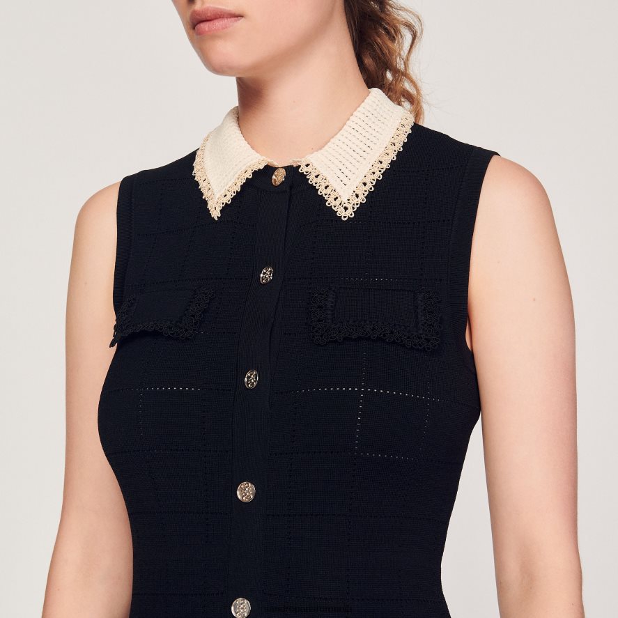 rochie lungă fără mâneci femei negru Sandro Paris îmbrăcăminte X8Z4NH229