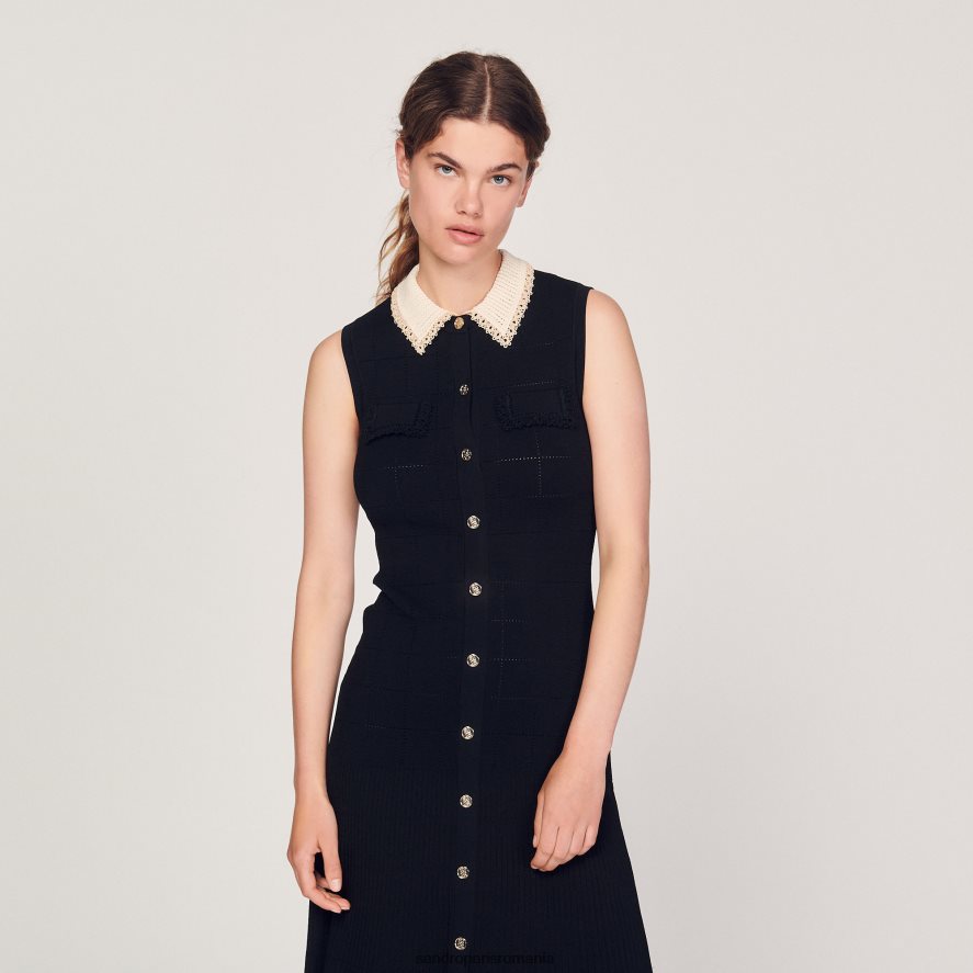 rochie lungă fără mâneci femei negru Sandro Paris îmbrăcăminte X8Z4NH229