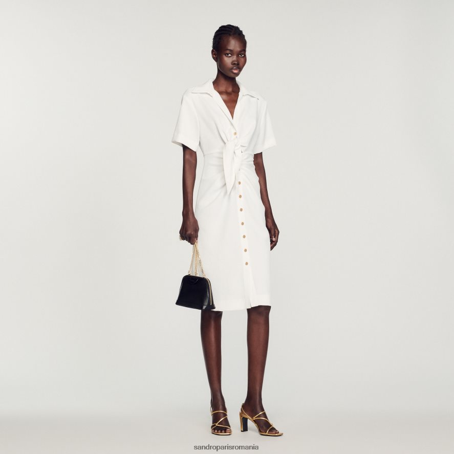 rochie midi cu nasturi femei ecru Sandro Paris îmbrăcăminte X8Z4NH242