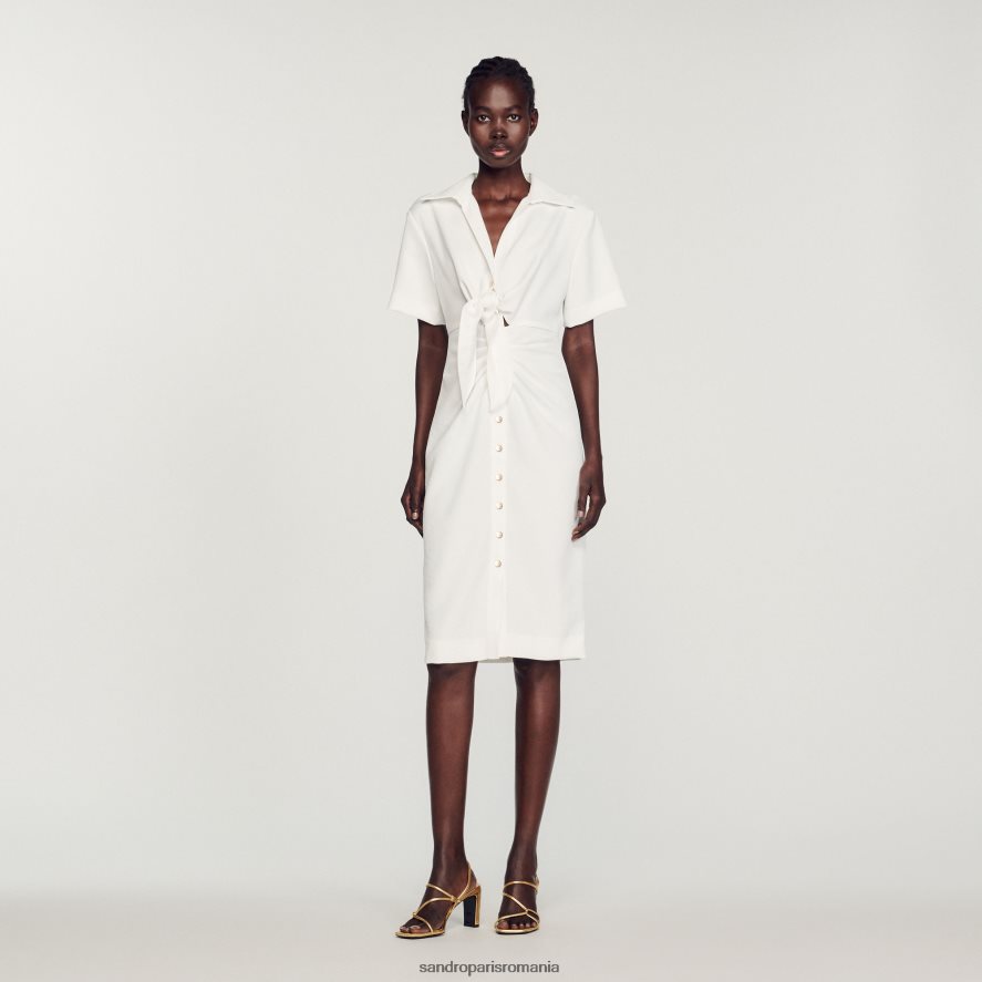 rochie midi cu nasturi femei ecru Sandro Paris îmbrăcăminte X8Z4NH242