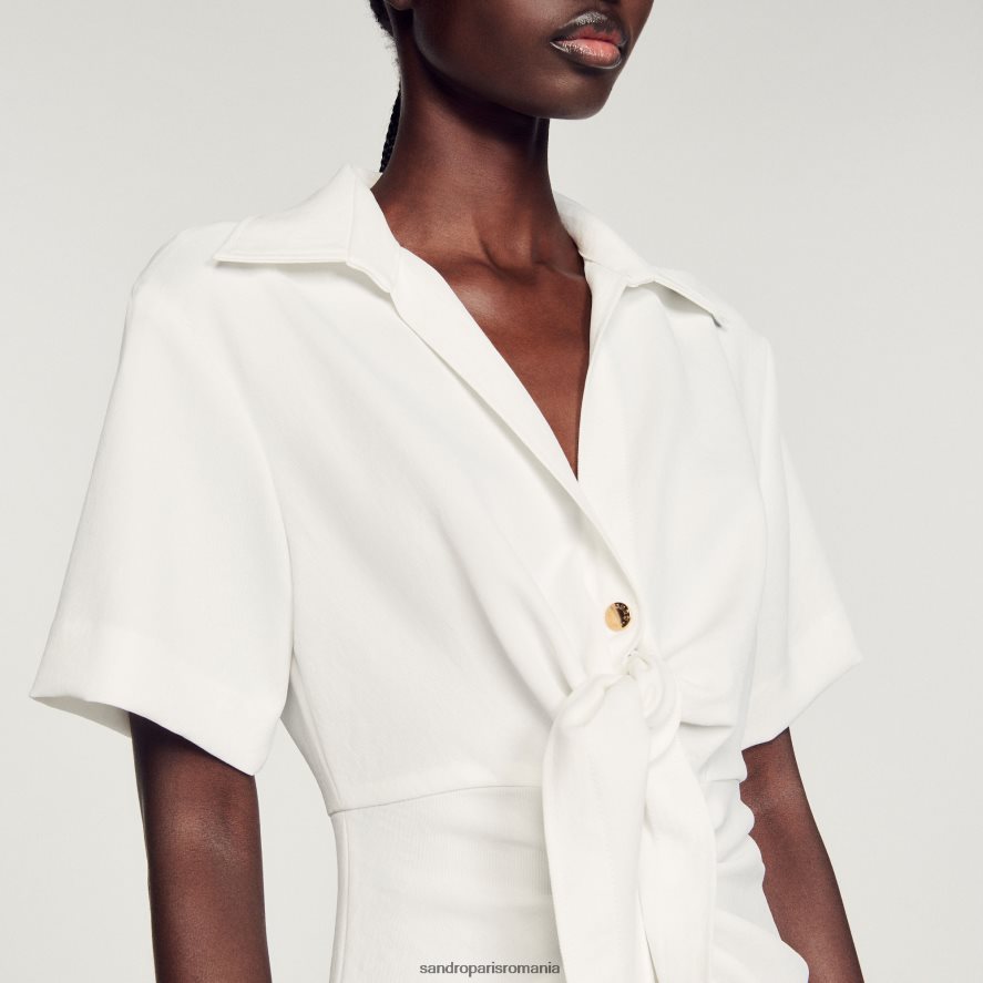 rochie midi cu nasturi femei ecru Sandro Paris îmbrăcăminte X8Z4NH242