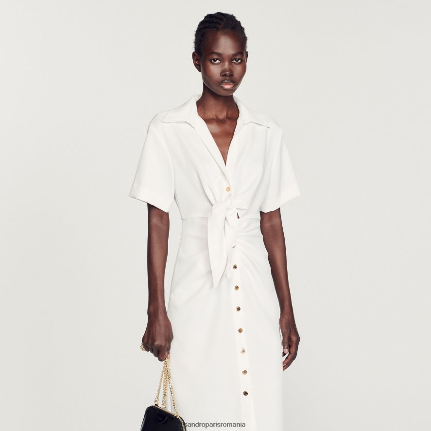 rochie midi cu nasturi femei ecru Sandro Paris îmbrăcăminte X8Z4NH242