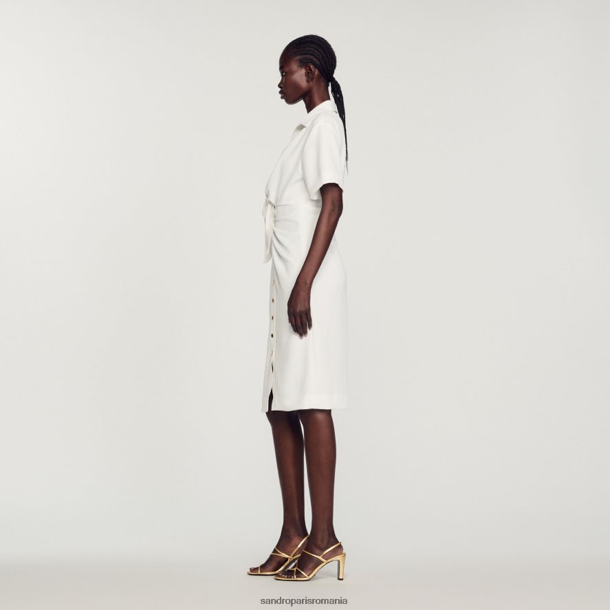 rochie midi cu nasturi femei ecru Sandro Paris îmbrăcăminte X8Z4NH242