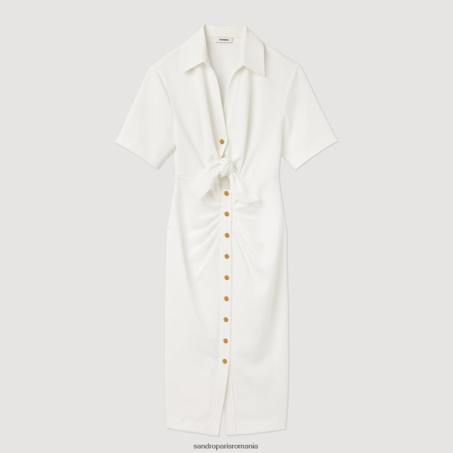 rochie midi cu nasturi femei ecru Sandro Paris îmbrăcăminte X8Z4NH242