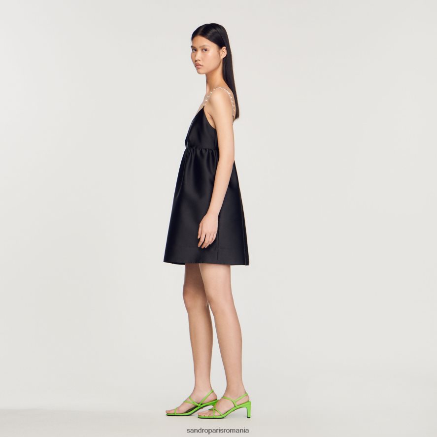 rochie scurtă babydoll femei negru Sandro Paris îmbrăcăminte X8Z4NH377