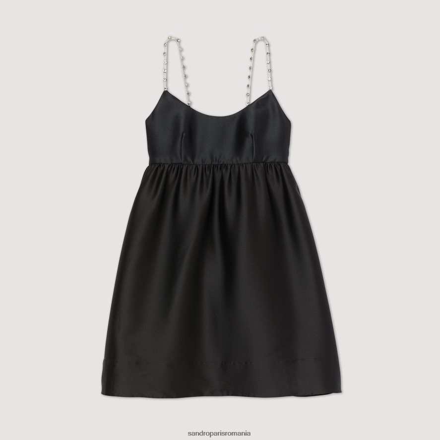 rochie scurtă babydoll femei negru Sandro Paris îmbrăcăminte X8Z4NH377
