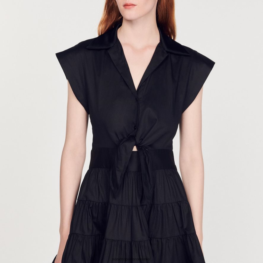 rochie scurtă cu volane femei negru Sandro Paris îmbrăcăminte X8Z4NH212