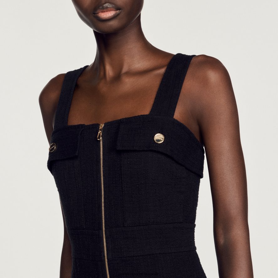 rochie scurtă din tweed femei negru Sandro Paris îmbrăcăminte X8Z4NH405