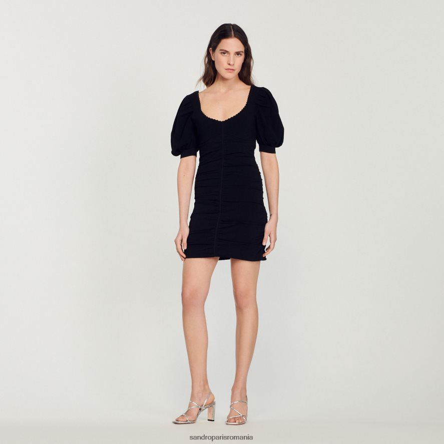 rochie scurtă tricotată femei negru Sandro Paris îmbrăcăminte X8Z4NH362