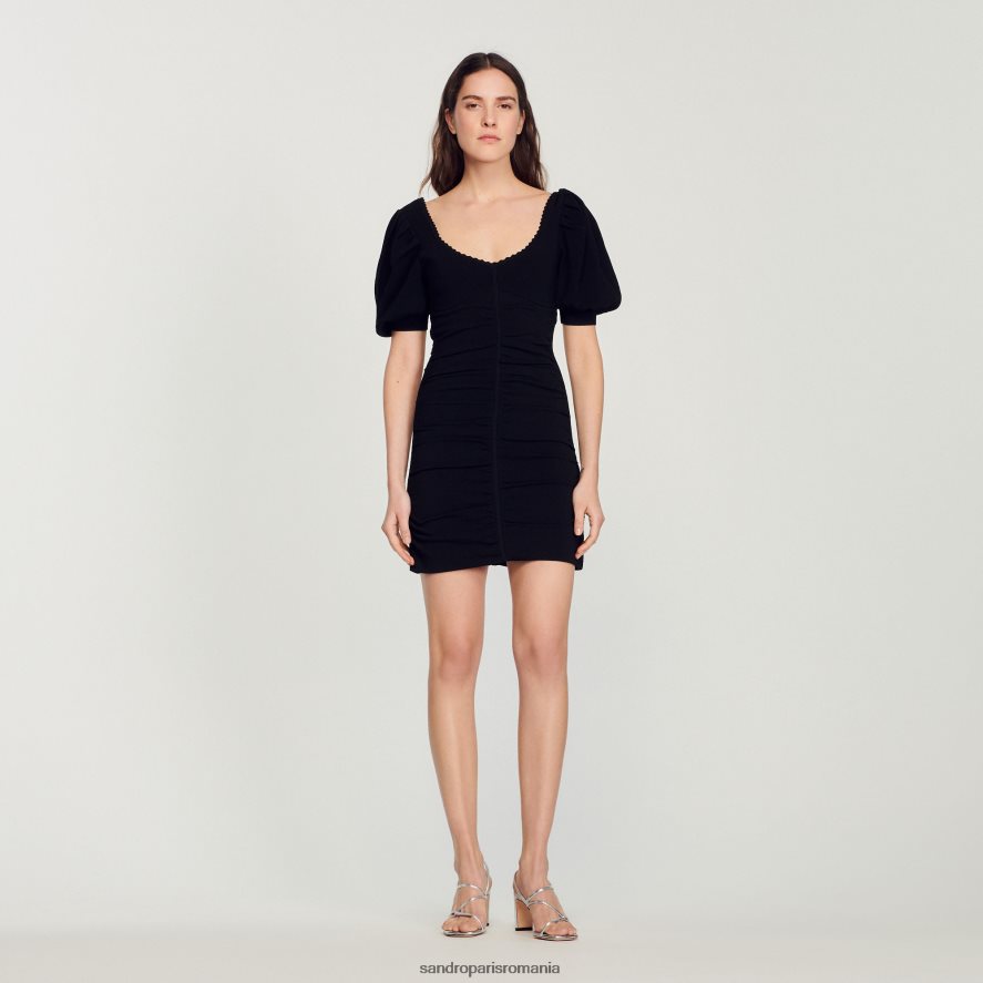 rochie scurtă tricotată femei negru Sandro Paris îmbrăcăminte X8Z4NH362