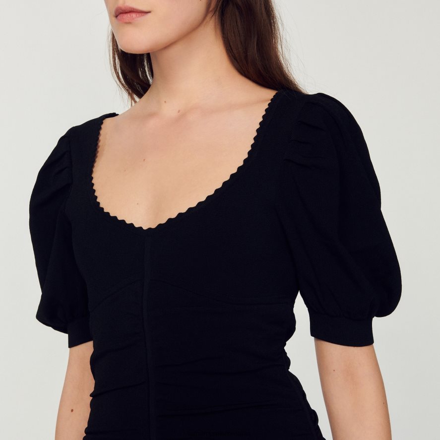 rochie scurtă tricotată femei negru Sandro Paris îmbrăcăminte X8Z4NH362