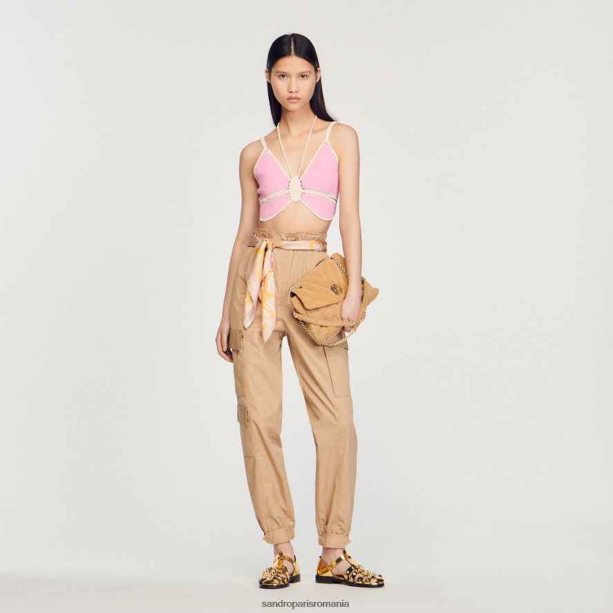 blat fluture croșetat femei roz Sandro Paris îmbrăcăminte X8Z4NH154