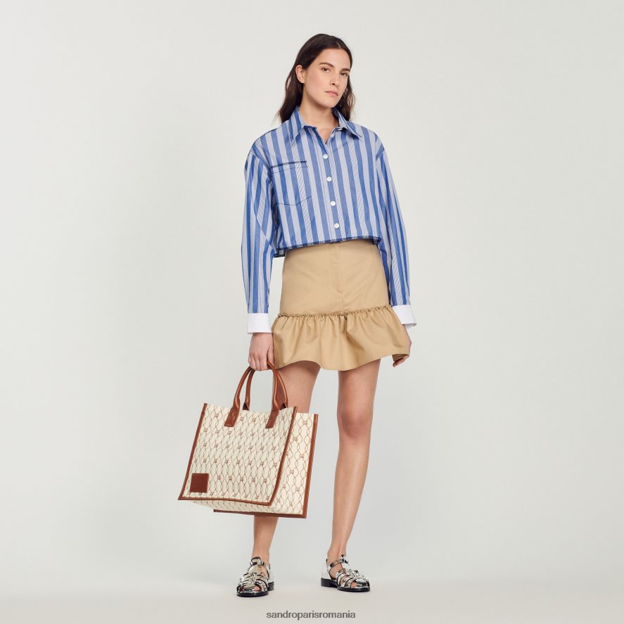 cămașă cu dungi tăiate femei albastru/alb Sandro Paris îmbrăcăminte X8Z4NH408