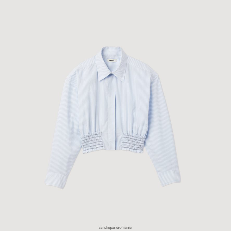 cămașă cu dungi tăiate femei albastru cer/alb Sandro Paris îmbrăcăminte X8Z4NH288