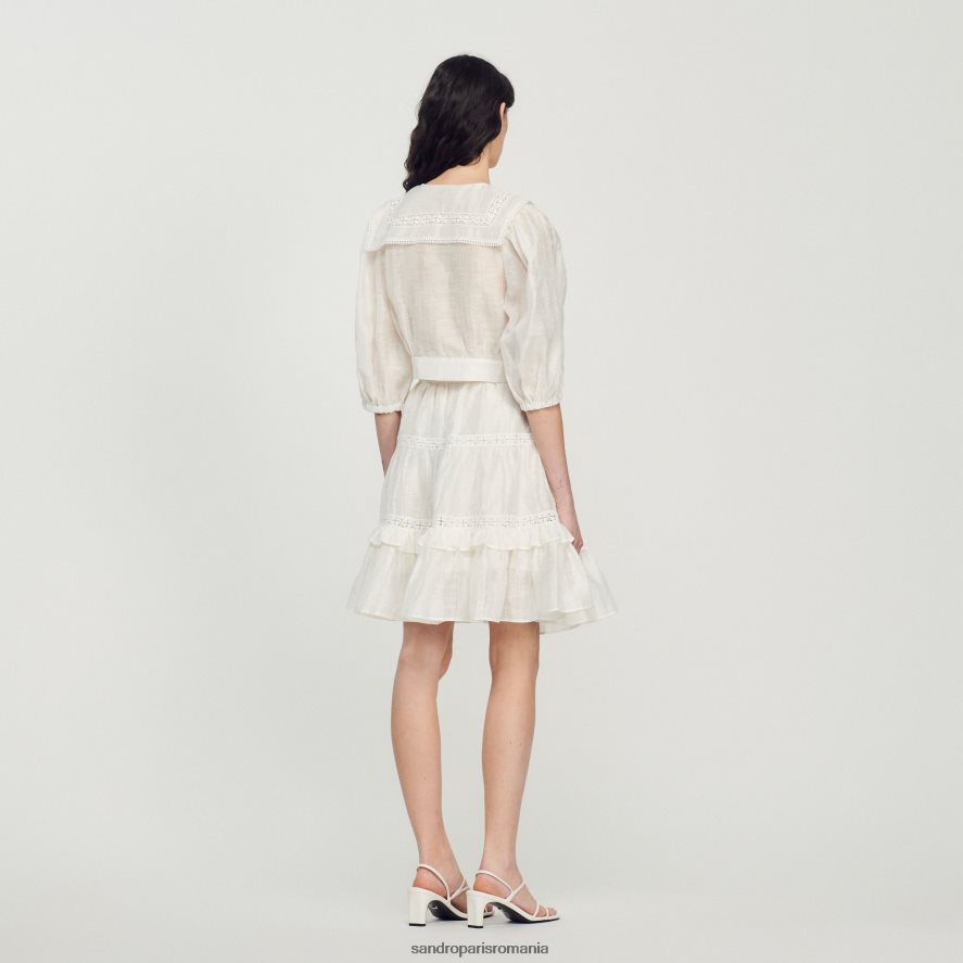 cămașă cu guler din dantelă femei alb Sandro Paris îmbrăcăminte X8Z4NH116