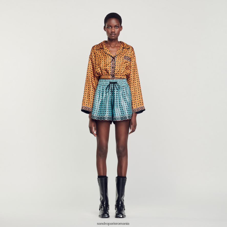 cămașă decupată imprimată femei cupru/negru Sandro Paris îmbrăcăminte X8Z4NH72