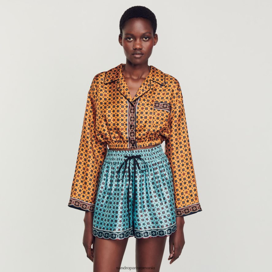 cămașă decupată imprimată femei cupru/negru Sandro Paris îmbrăcăminte X8Z4NH72