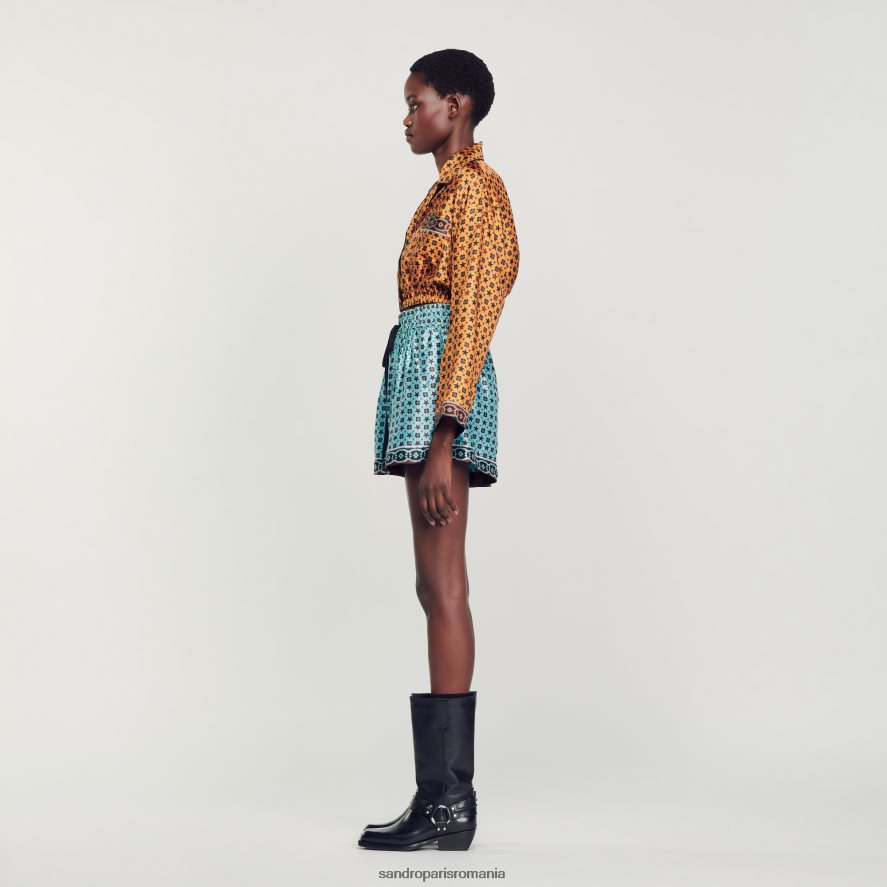 cămașă decupată imprimată femei cupru/negru Sandro Paris îmbrăcăminte X8Z4NH72