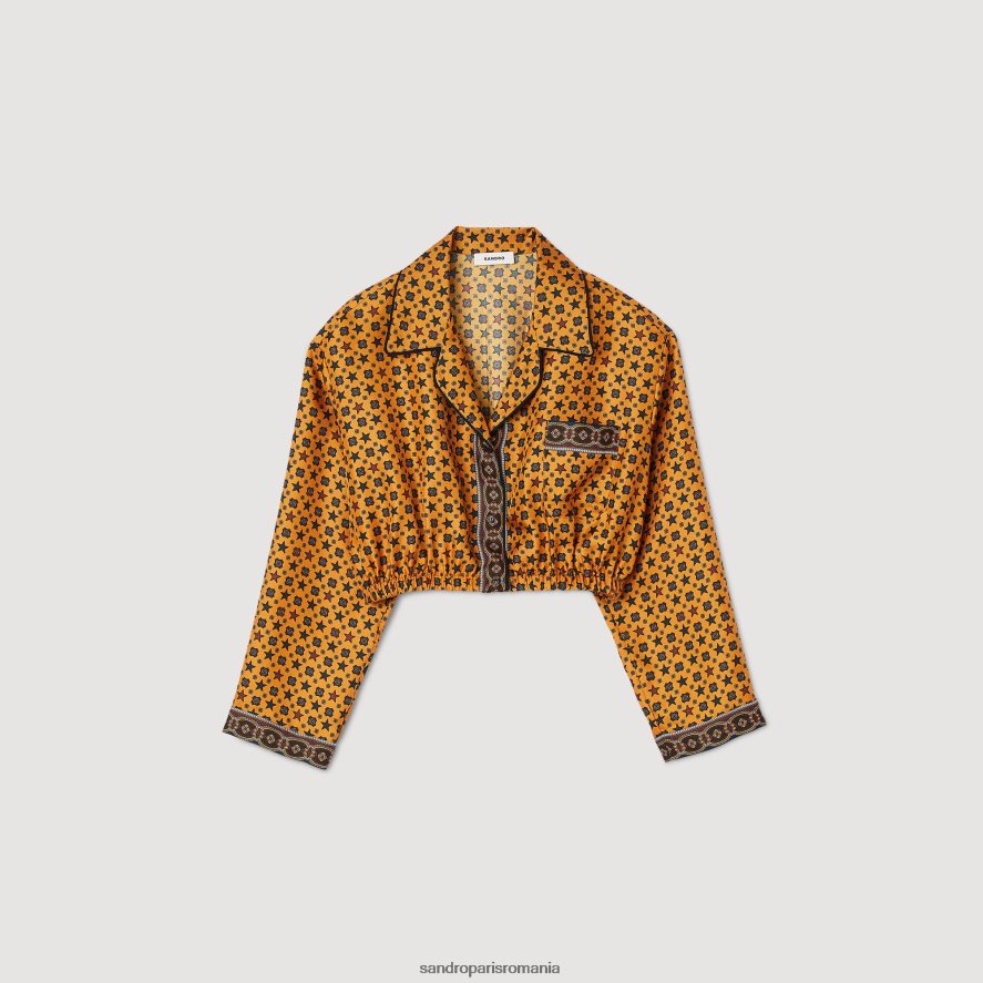 cămașă decupată imprimată femei cupru/negru Sandro Paris îmbrăcăminte X8Z4NH72