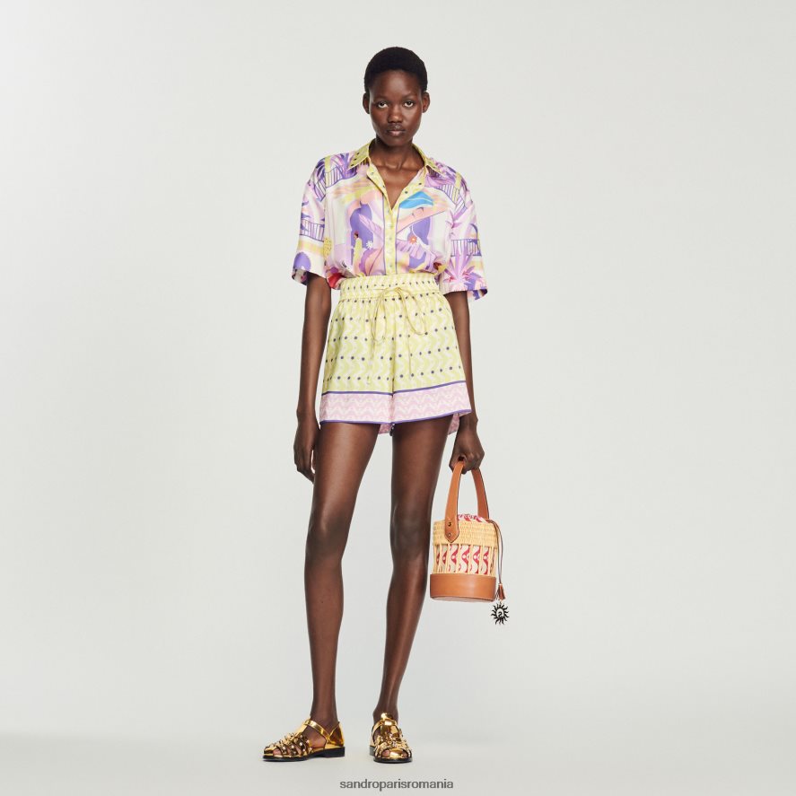 cămașă imprimată femei galben/violet Sandro Paris îmbrăcăminte X8Z4NH138