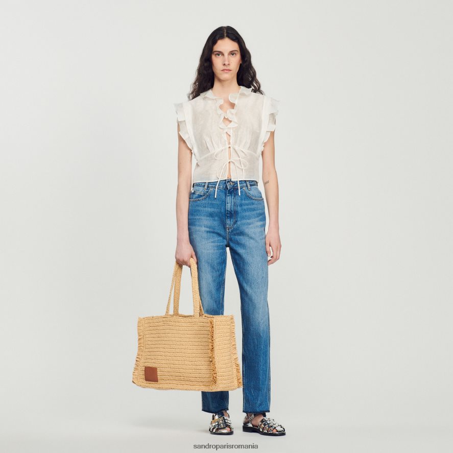 crop top femei alb Sandro Paris îmbrăcăminte X8Z4NH102