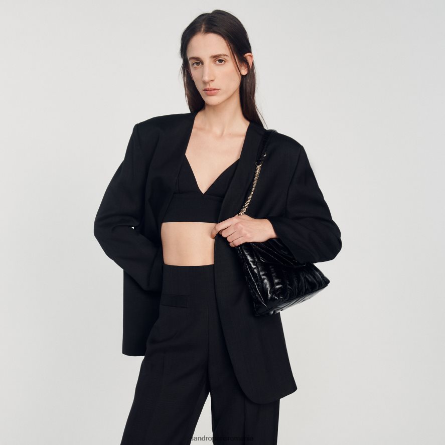 crop top femei negru Sandro Paris îmbrăcăminte X8Z4NH223