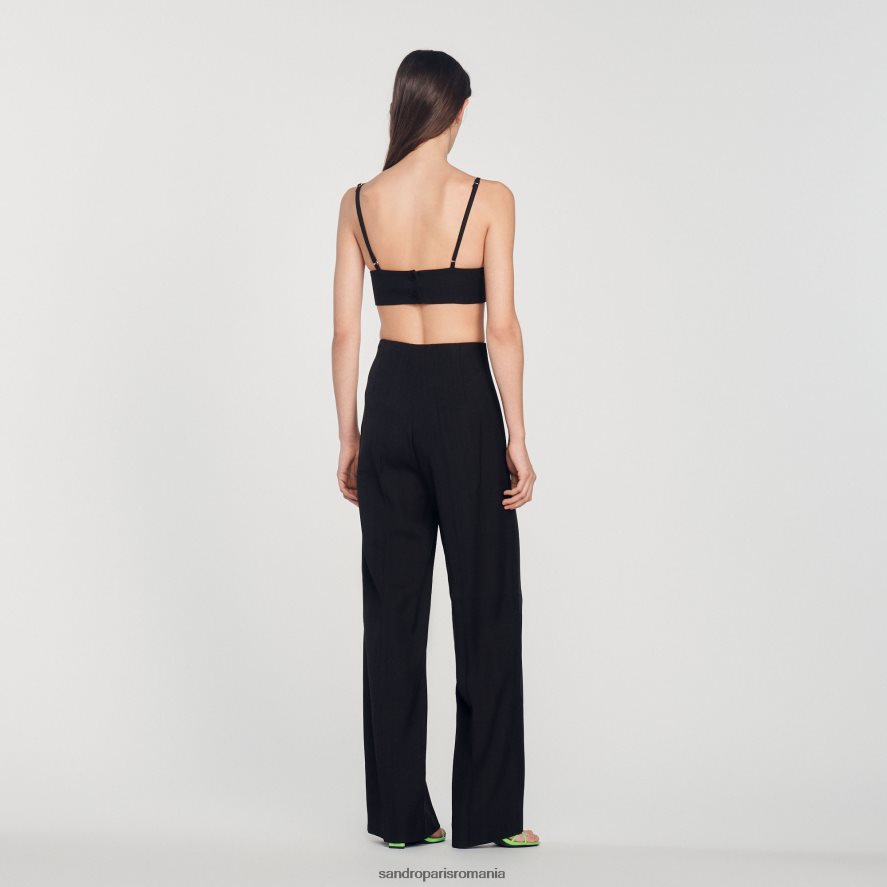 crop top femei negru Sandro Paris îmbrăcăminte X8Z4NH223