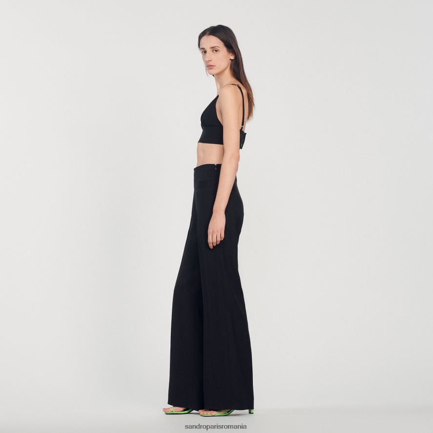crop top femei negru Sandro Paris îmbrăcăminte X8Z4NH223