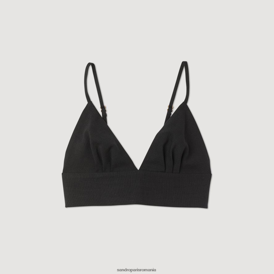 crop top femei negru Sandro Paris îmbrăcăminte X8Z4NH223