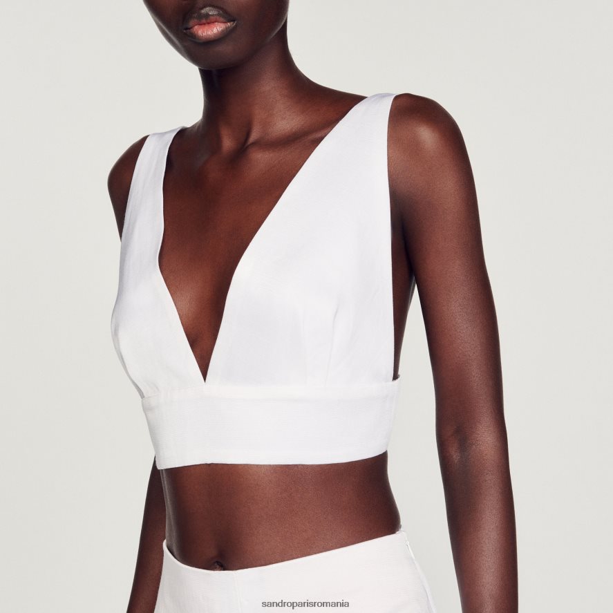 top bralette femei alb Sandro Paris îmbrăcăminte X8Z4NH94