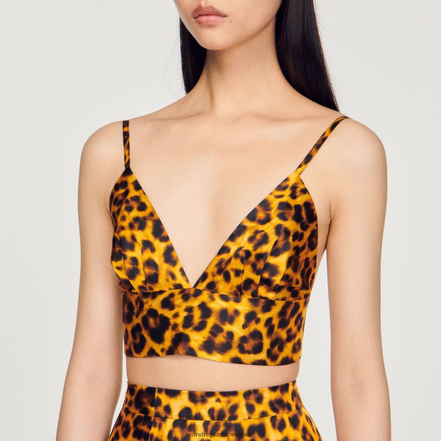 top bralette leopard femei portocaliu/negru Sandro Paris îmbrăcăminte X8Z4NH286