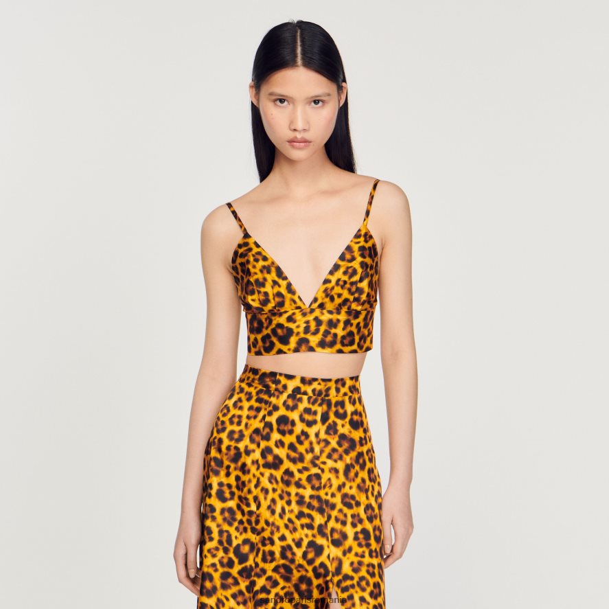 top bralette leopard femei portocaliu/negru Sandro Paris îmbrăcăminte X8Z4NH286